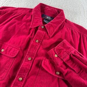 Vintage Five Brother Red Button Up‎ Flannel Shirt Solid XL Heavyweight Clean